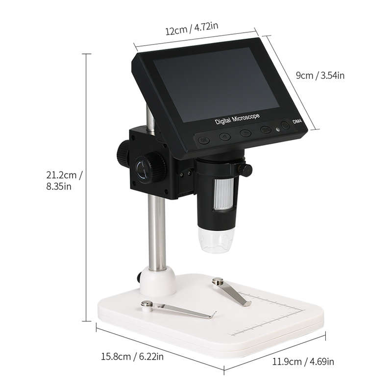 Microscopio Electrónico Digital ELEG-Usb 1000x2,0 mp Dm4 pantalla Lcd de 4,3 pulgadas soporte de microscopio Vga con 8 Led para polilla de circuito Pcb