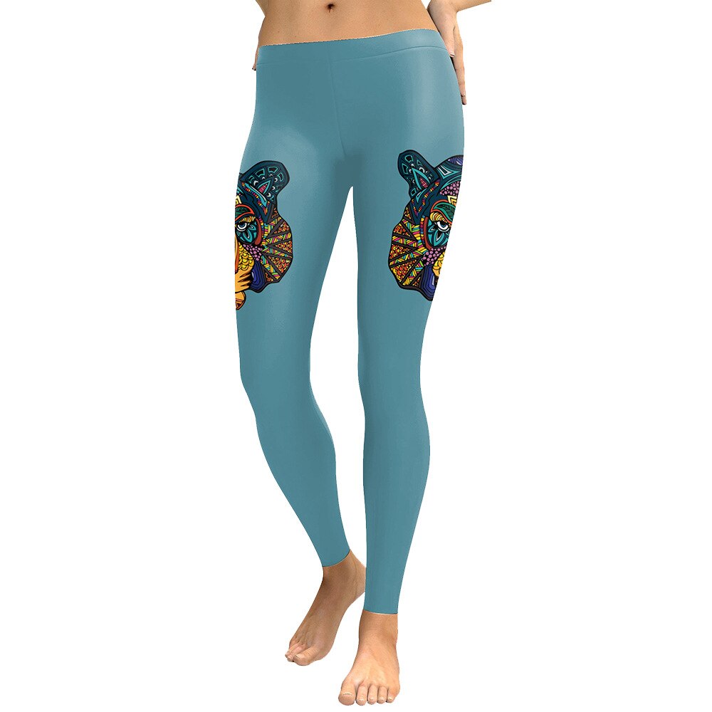 JIGERJOGER blau Pinterest top muster MOSAIK hund diagramm drucken enge Dünne Sportliche studio frauen plus größe stretchy leggings