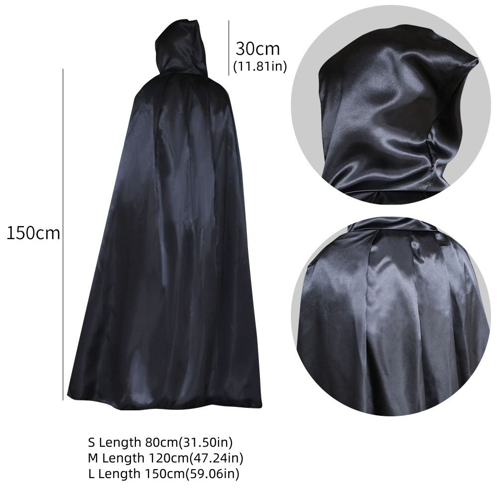 Misterioso cor sólida capa de halloween esfregando com chapéu grande traje cosplay capa clássico com capuz capa de bruxa criança