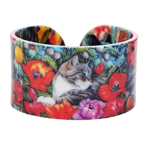 Bonsny Plastic Kleurrijke Elegante Kat Kitten Bangles Armbanden Craft Sieraden Voor Vrouwen Meisje Dier Accessoires: Default Title