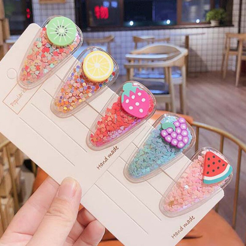 Menoea Kids Hair Accessories 5pcs/set Cute Girls Hairpins Cute Cartoon Clips Children Headwear Flower Fruit Hairgrip