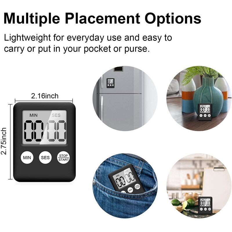 Digital Kitchen Timer, 4 Pieces Kitchen Alarm Clock With Alarm Reminder Function, Timer Magnetic Egg Timer Kitchen Clock