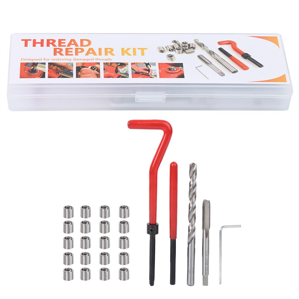 25pcs M6 Thread Repair Kit Thread Tap Drill Bit for Restoring Damaged Threads Drill Bit Kit