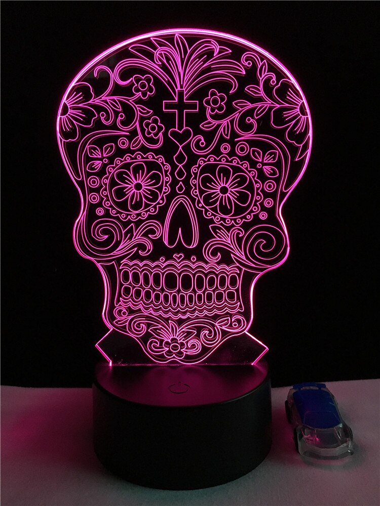 GAOPIN Creatieve Bloem Schedel Vormige 3D Lamplicht LED USB Stemming Nachtlampje Multicolor Touch of Remote Luminaria Veranderen Tafellamp