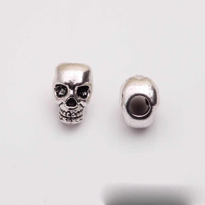 10 stks/partij Punk Stijl Schedel Big Hole Baard/Haar Mannelijke Losse Kralen 12mm Verticale Gat Metalen Ruimte kralen DIY Sieraden Bevindingen