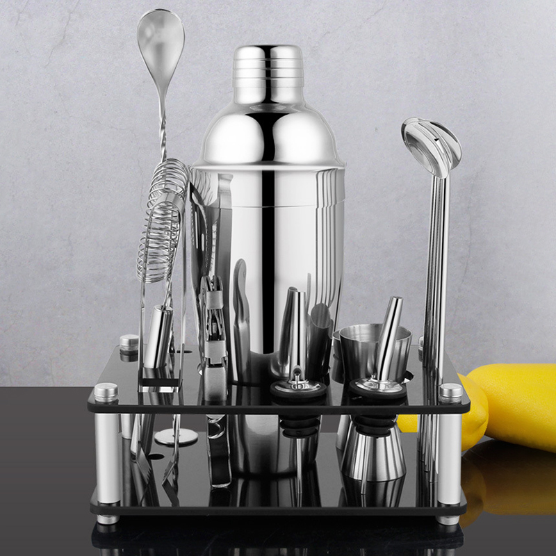 Stainless Steel Cocktail Shaker Cocktail Shaker Bar Set Mixer Wine Martini Boston Shaker with Stand Drink Party Bar Accessories