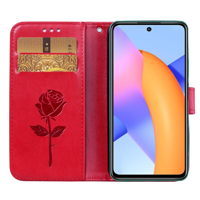 Luxus kippen Abdeckung Für HONOR 10X Lite Fundas Huawei honor 10X lite DNN-LX9 Brieftasche Leder fallen Für honor 10x Licht telefon Coque: MG rot