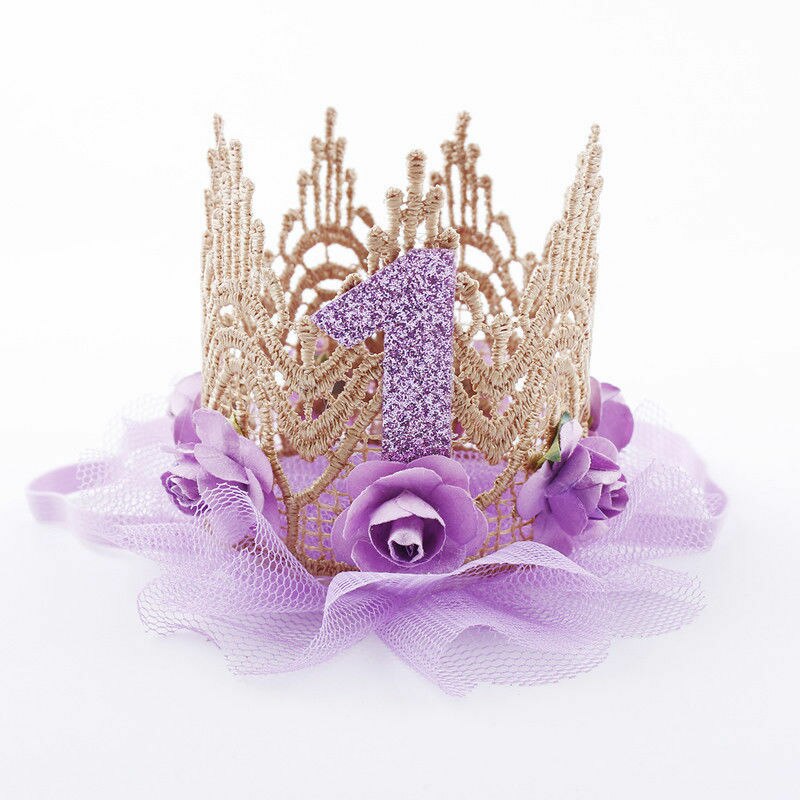 Accesorios para niña pequeña, tocado floral, diadema decorativa, diadema para de cumpleaños, Tiaras de princesa de hadas: Morado