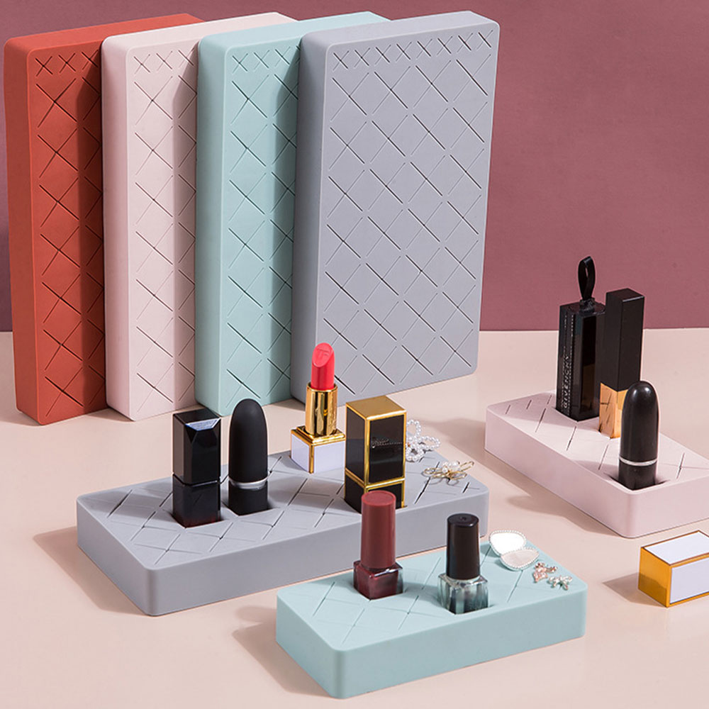 12/24/36 Grid Silicone Lipstick Storage Box Makeup Organizer Display Stand Make-up Brush Eyebrow Pencil Holder For Cosmetics