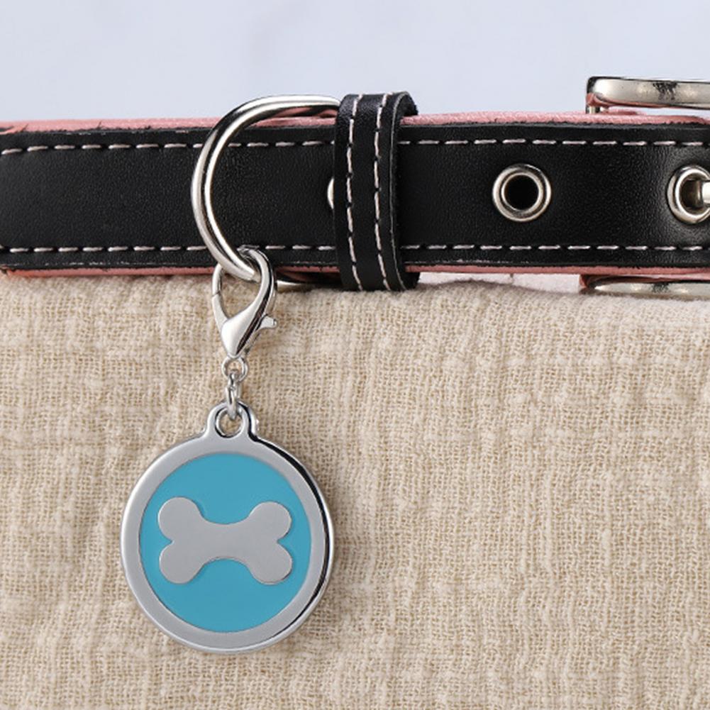 Porte-clés en métal gravé Anti-perte pour chien, fournitures de décoration pour animaux de compagnie, accessoire de collier en os pour chiot et chat d'extérieur