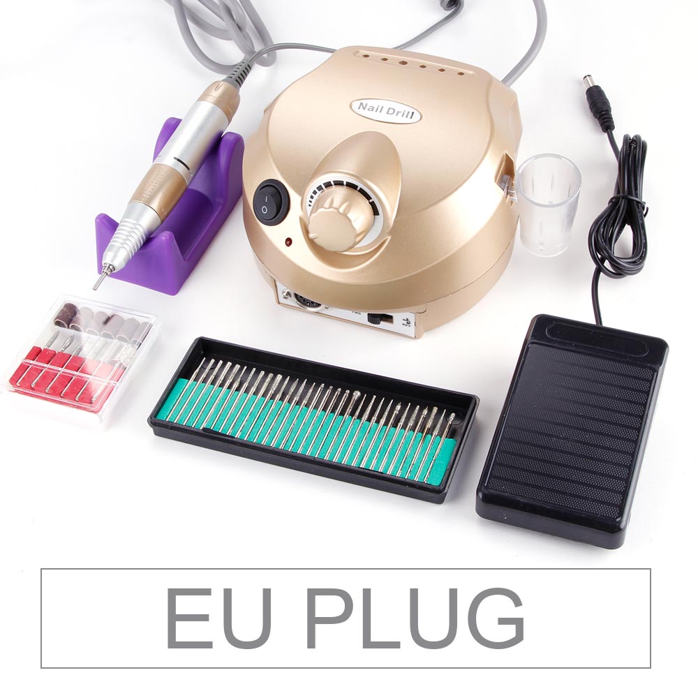 Lima eléctrica para uñas, 30000RPM, fresa para equipo de pedicura y manicura, accesorios, brocas profesionales, herramientas de arte: eu plug Set B