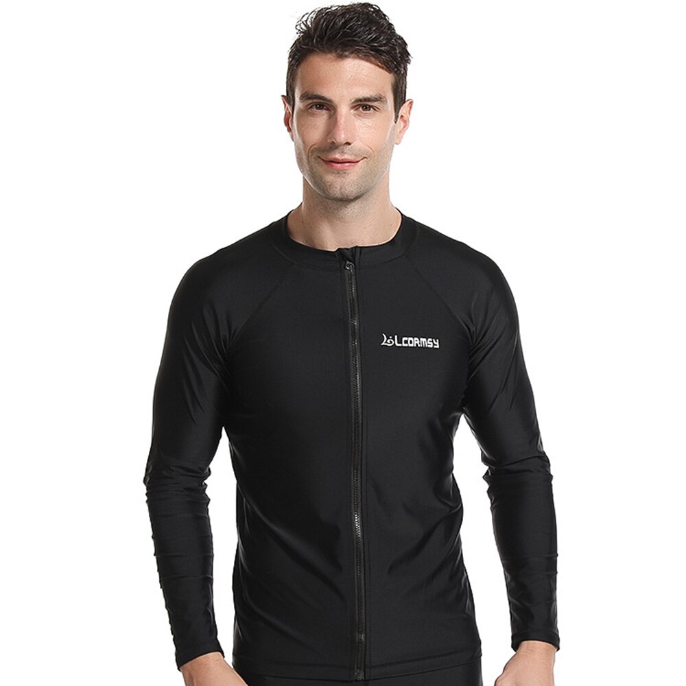 Men&amp;#39;s Split Long Sleeve Anti-Ultraviolet Swimming Snorkeling Surfing Suit Water Sports Breathable Quick-Drying T-Shirt: Black Clothes / XXL