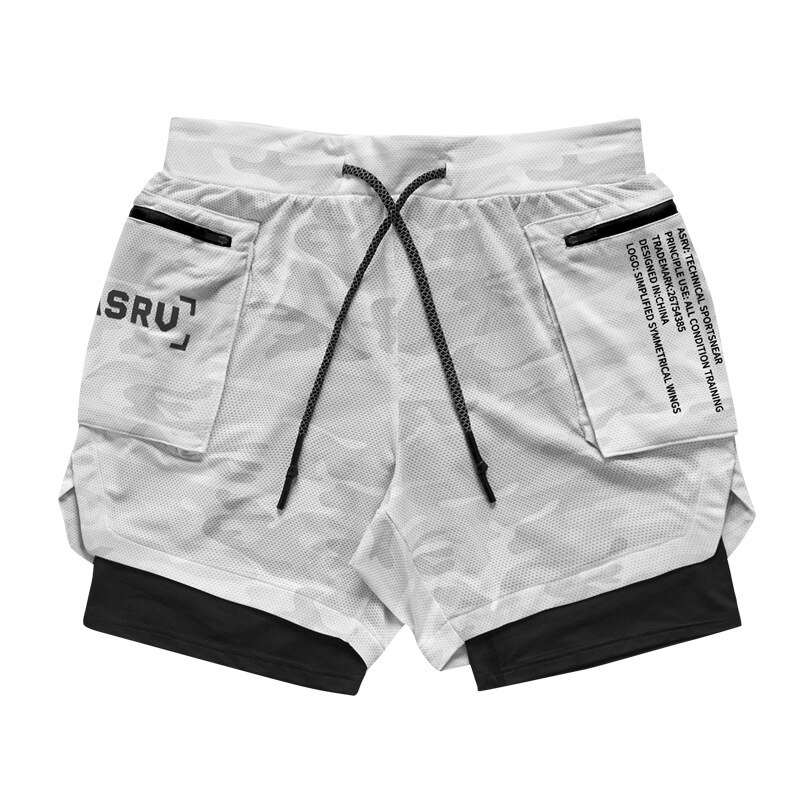 Men's Casual Shorts Large Size Quick-drying Camouflage Sport Shorts Sweat and Breathable Running Shorts Gym Joggers: White / XXL