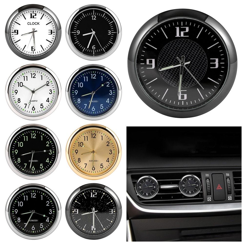 40Mm In-Car Mini Lichtgevende Auto Klok Auto Auto 'S Interne Stick-On Horloge Mechanica Quartz Klokken Auto Ornament Digitale Klok