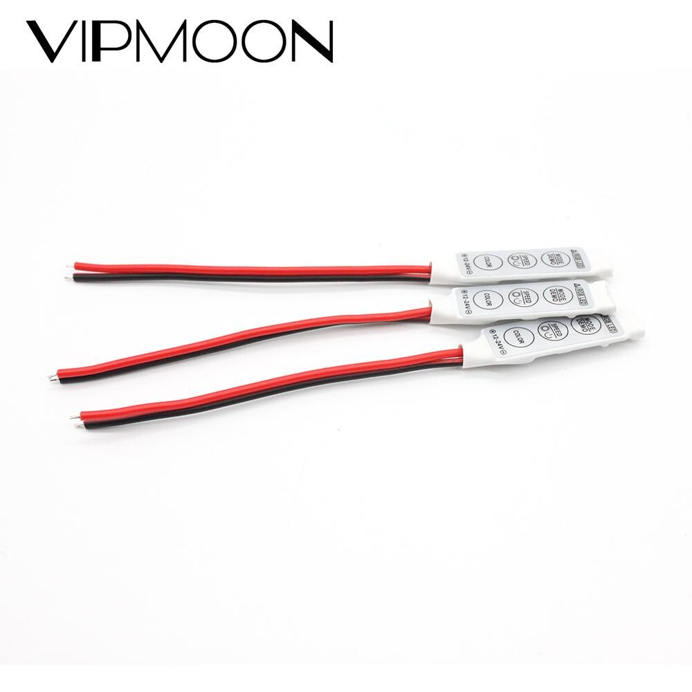 DC 12V - 24V 3Keys Mini LED RGB Red and black lines Controller Dimmer Driver For RGB 5050/3528 SMD LED Strip Lights