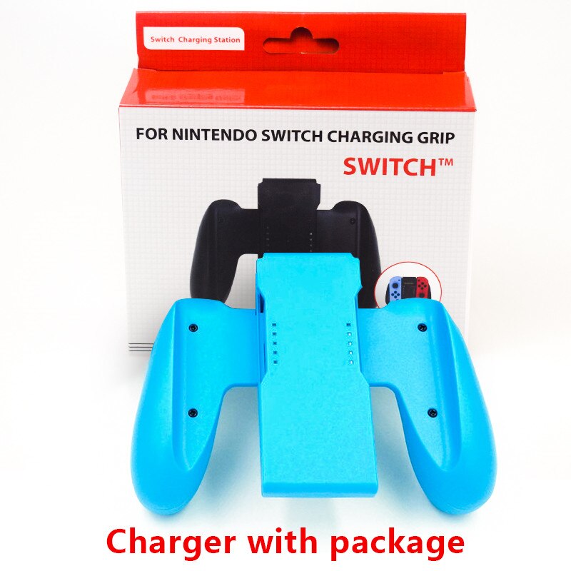 DATA FROG Grip Handle Charging Dock Station Compatible-Nintendo Switch OLED Joy-Con Handle Controller Charger Stand For Switch: blue with package