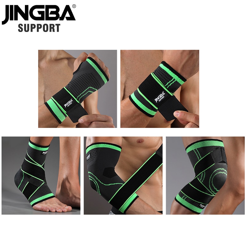 JINGBA UNTERSTÜTZUNG Neue 1PCS Nylon knie protector + armband Unterstützung + knöchel unterstützung + basketball knie pads Tennis badminton Klammer