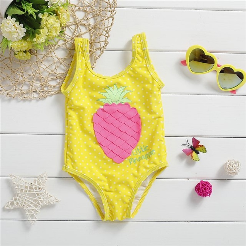 Trend børn baby piger ét stykke bikini sæt badetøj ananas mønster søde dejlige badedragt badedragt strandtøj