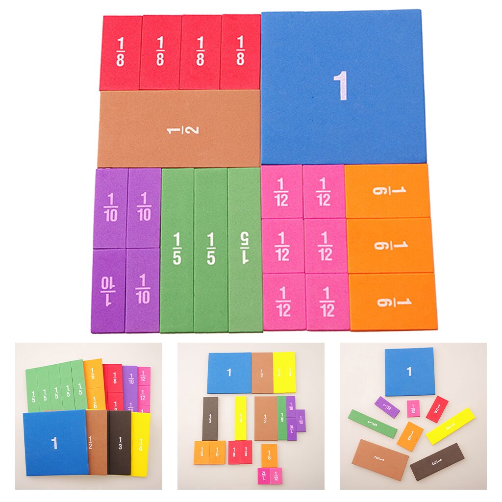 22x Fraction Tiles Calculate Math Kids Toys for Elementary School