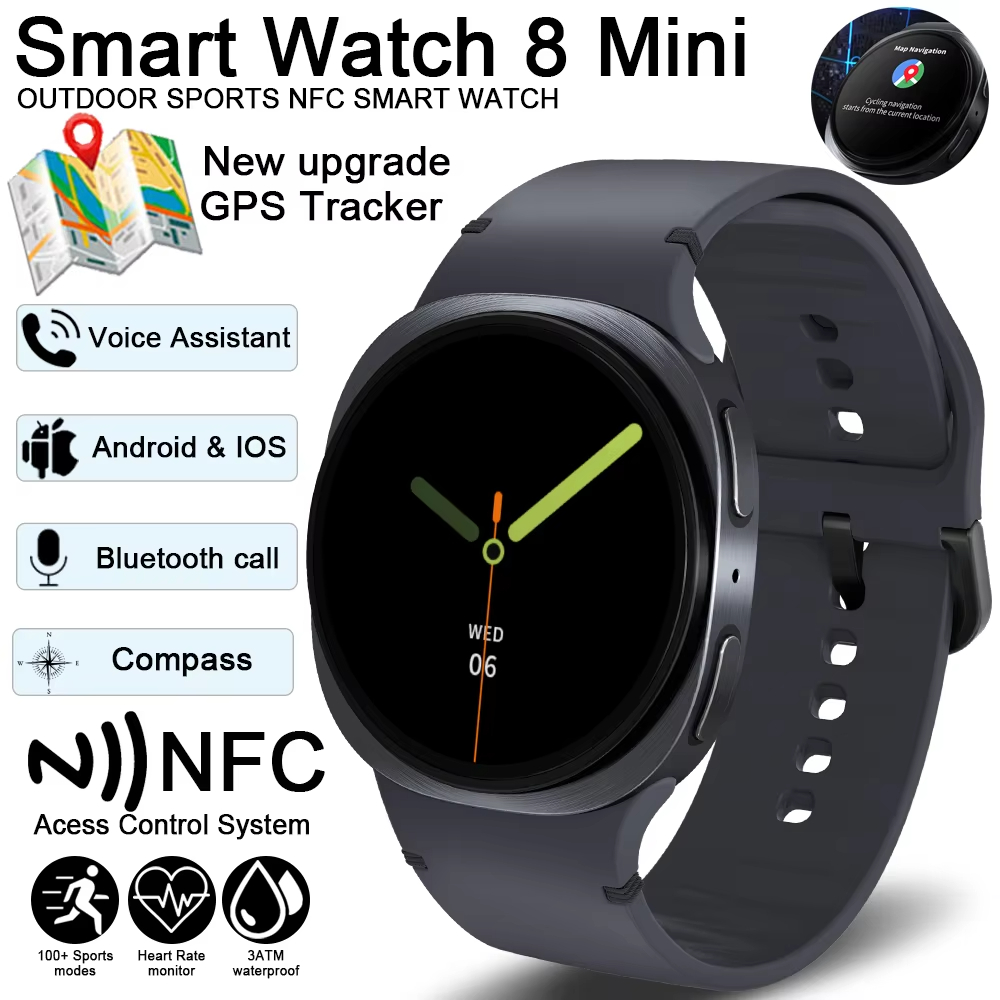GPS AMOLED Mini nuovo originale Smart Watch uomo salute sport frequenza cardiaca chiamata Bluetooth impermeabile 8 Smartwatch da uomo