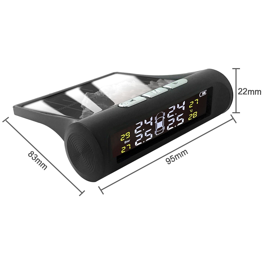 Smart Car TPMS Tyre Pressure Monitoring System Solar Power Digital LCD Display Auto Security Alarm Systems Tyre Pressure