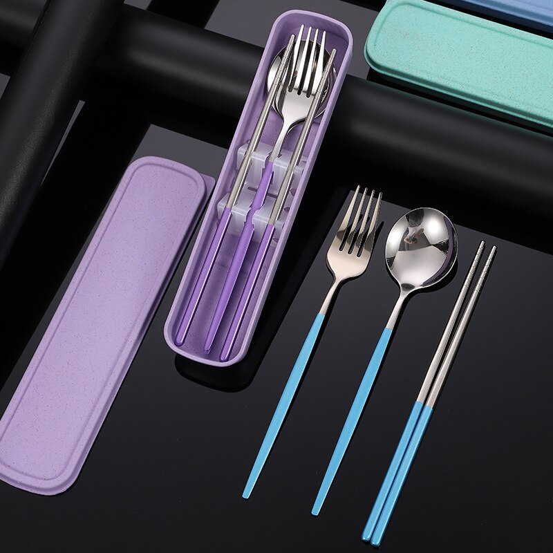 Stainless Steel Dinner Tableware Set Cutlery Knife Fork Spoon Dinnerware Set With Box Tools Travel Tableware Set