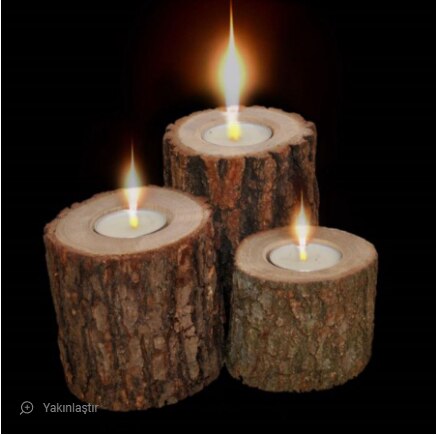 3 stuks kaarsenhouder van massief hout. kandelaar