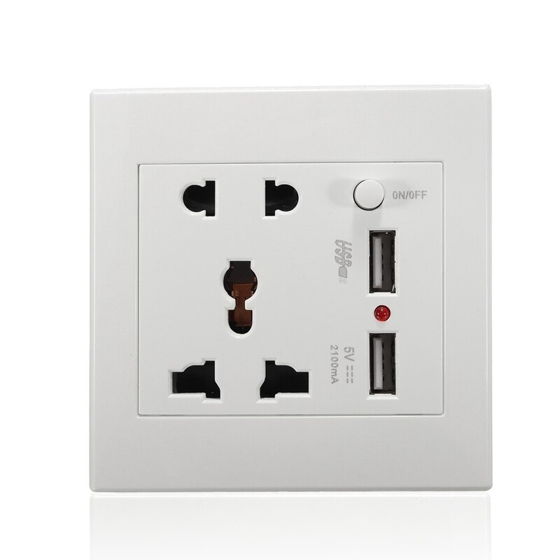 US Plug Socket Dual USB Port Socket Wall Charger Adapter Charging Wall Charger Adapter Power Outlet White Pop Sockets