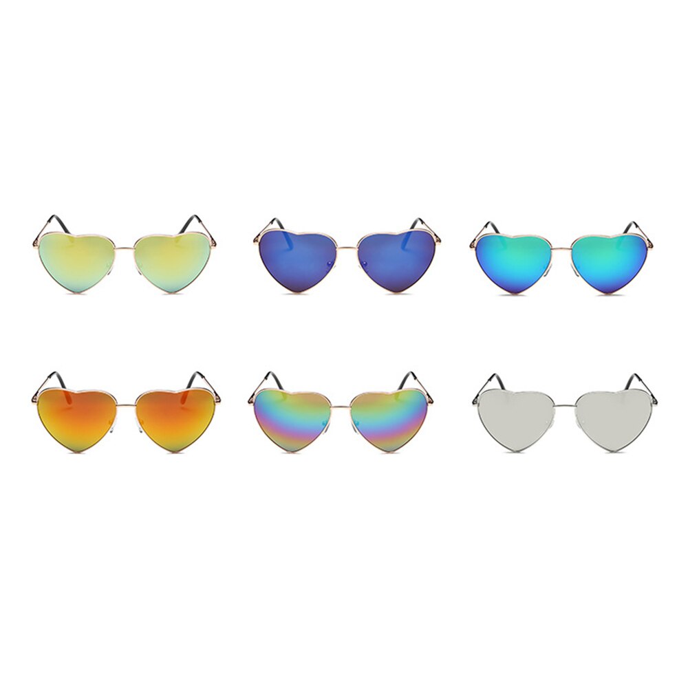 Damas Corazón en forma de gafas de sol de Metal de de las mujeres sin montura amor océano claro lentes gafas de sol Uv400 conductor gafas