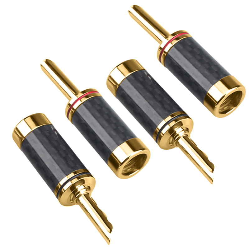 8 Uds Hifi BFA conector banana chapado en oro/rodio cable de altavoz de audio de fibra de carbono conector banana