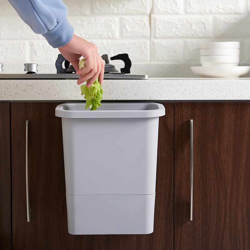 Baffect 12L Kitchen Trash Can for Cabinet Door Trash Bin Plastic Waste Bin with Garbage Bag Storage Box kitchen Compost Caddy