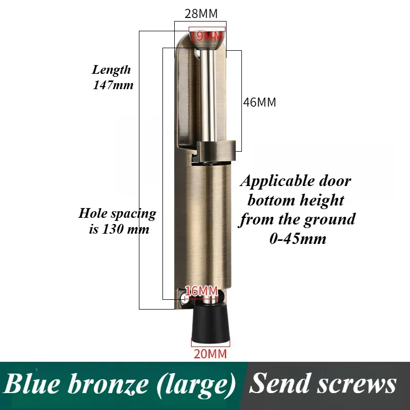 Telescopic Door Stopper Spring Loaded Heavy Duty Stopper Metal Adjustable Position with Foot Brake Wedges for Door Bottom Seam: Red