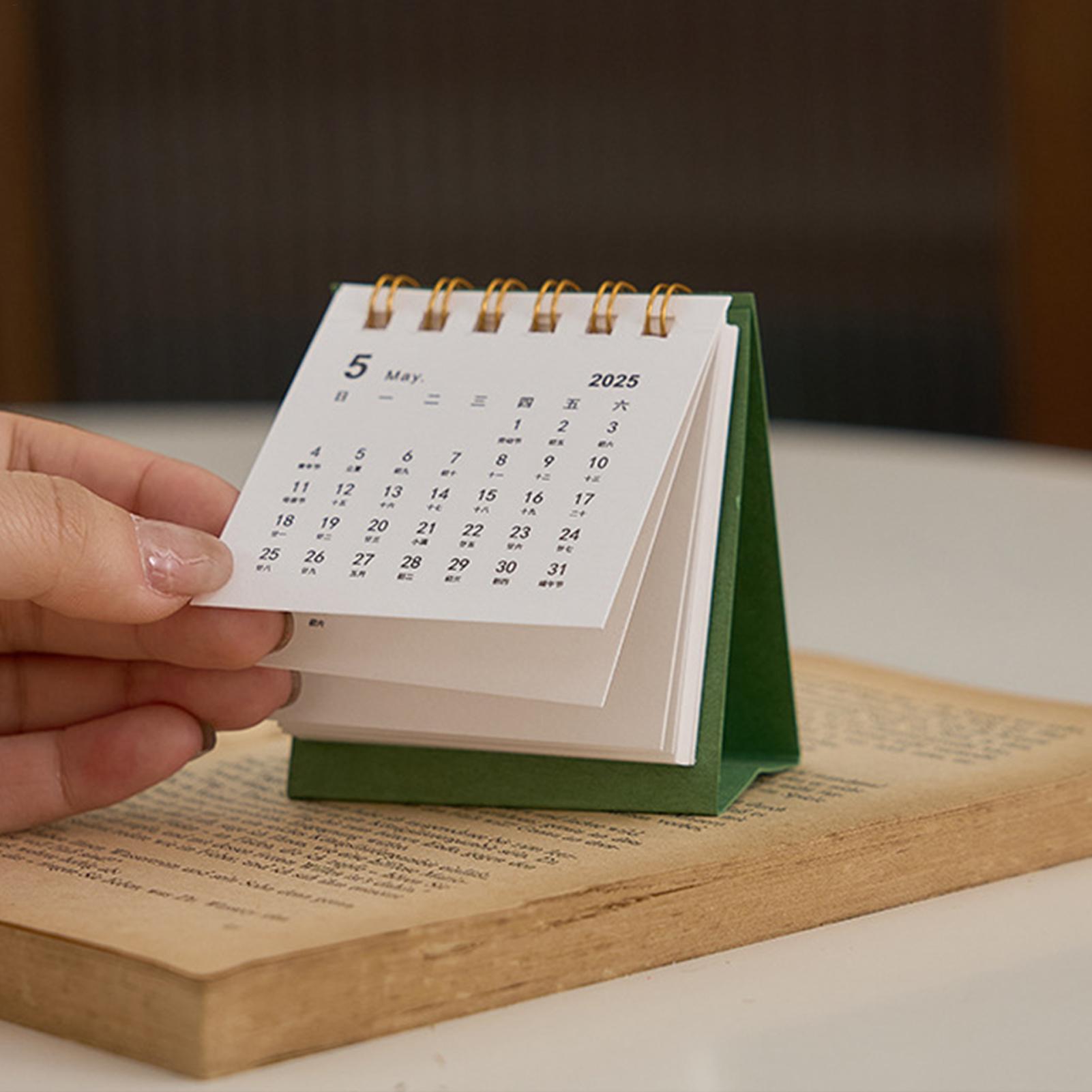 2025-2026 bureaukalender, van mei 2025 tot december 2026, kleine kalender van 20 maanden, 6,5x7x3cm papieren kleine bureaukalender kalender
