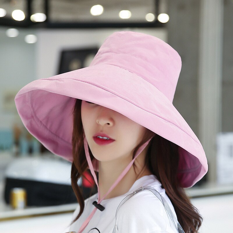 Shade Fisherman Hat Big Brim Beach Shopping Sun Hat Street Headdress Fisherman Outdoor Hat Ladies Hat Solid Color