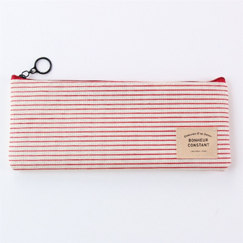 Semplice A Righe A Scacchi Make Up Bag Ragazzi Delle Ragazze Studente di Grande Capienza della Tela di Canapa Cassa di Matita Bagagli Zip di Trucco Sacchetti Cosmetici: Red Pencil Case