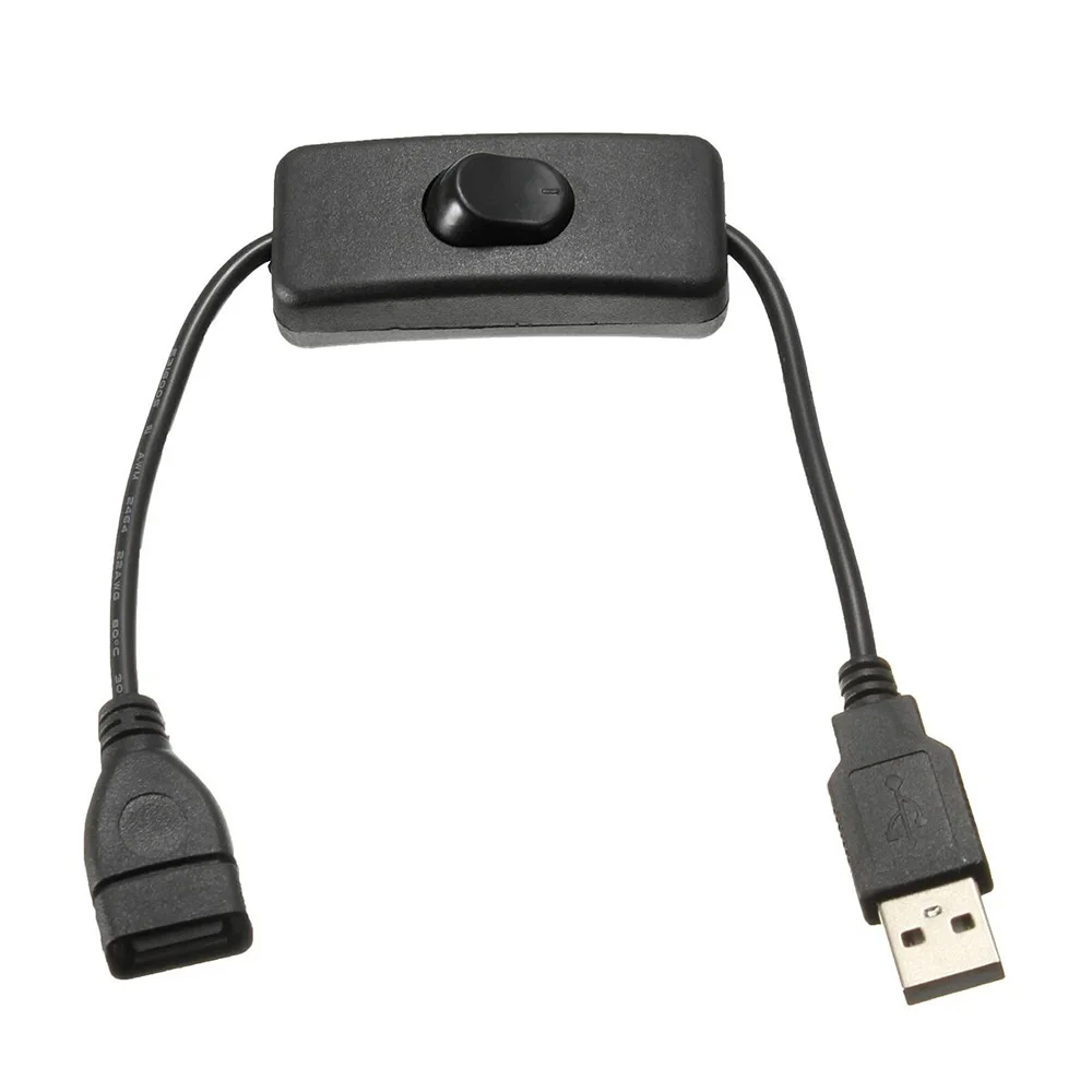 STONEGO USB Switch Extension Cable Support Data Transmit and Power Supply with On/Off Power Switch for LED Strips, USB Devices: black