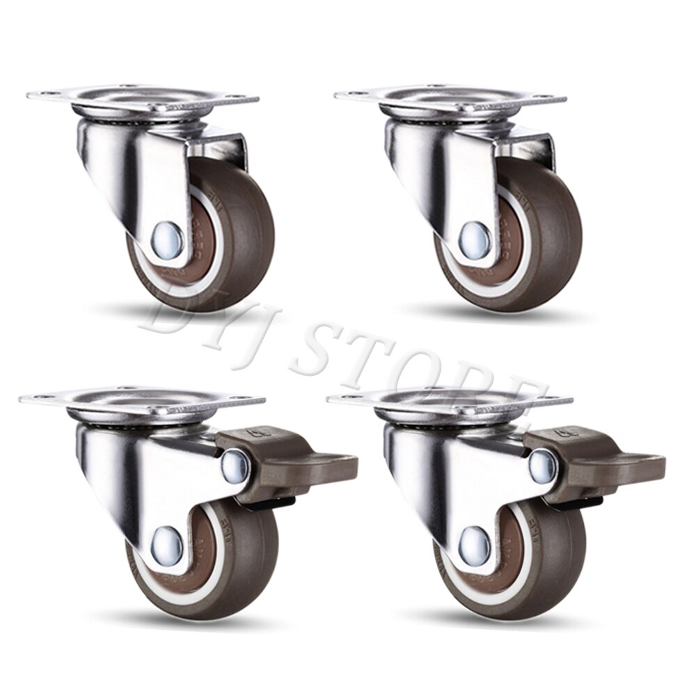 1/4 Pack 360 Degree Swivel Caster Wheels Heavy Duty Caster With Top Plate TPE Rubber Caster For Furniture Carts Warehouse Shelf