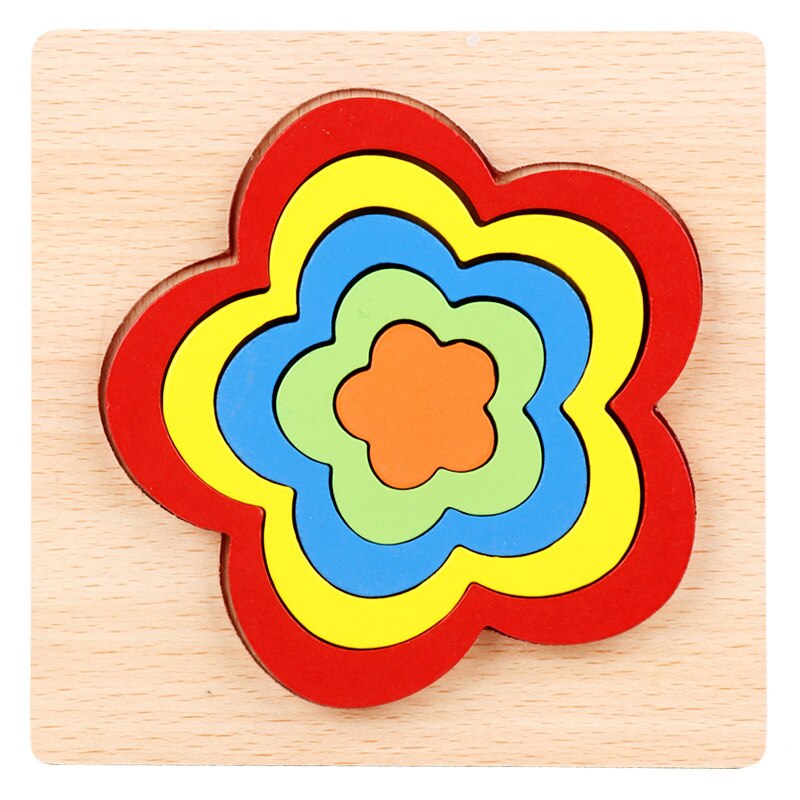 Giocattoli in legno Per Bambini Montessori Geometria Forma Cognizione Tavolo Bambini Educativi Del Giocattolo Del Bambino di Apprendimento Montessori Partita Giocattoli Dei Mattoni: Flower