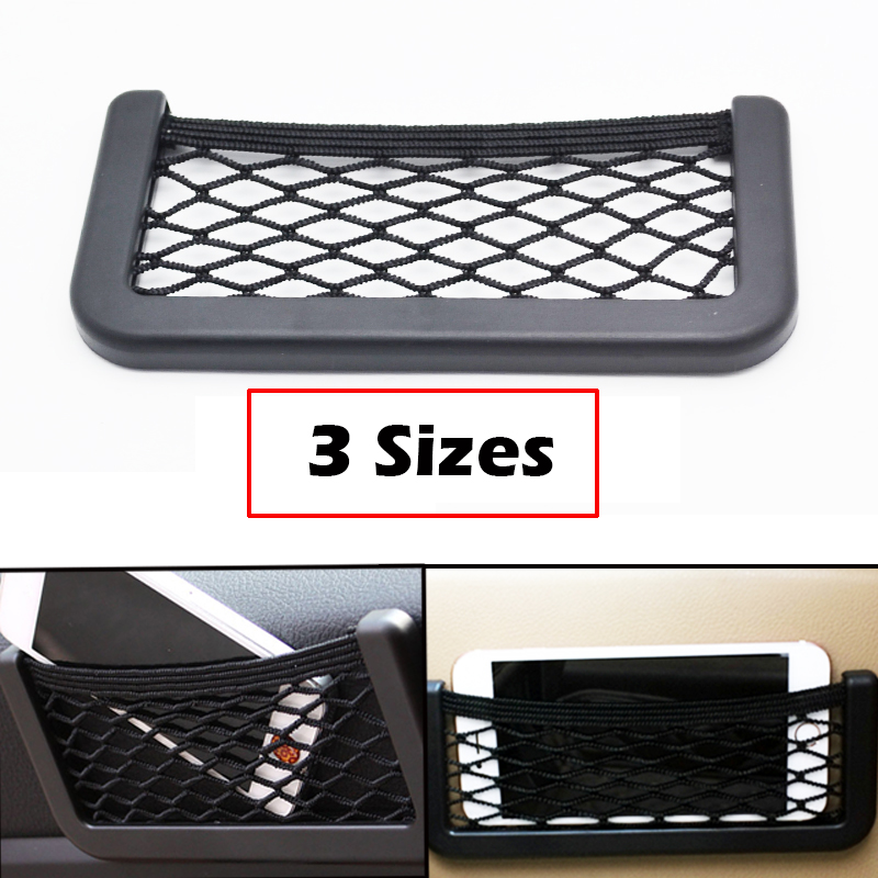 Small Medium Large Stick Glove Network Car Auto String Mesh Bag Storage Pouch For Mobile Phone Holder Cell Mount Air Vent Cradle