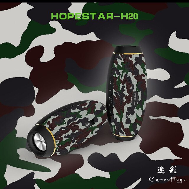 HOPESTAR H20 haut-parleur portable sans fil 30W IPX5 étanche extérieure Super basse avec batterie 6000mAh batterie externe USB TF AUX Mobile: camouflage