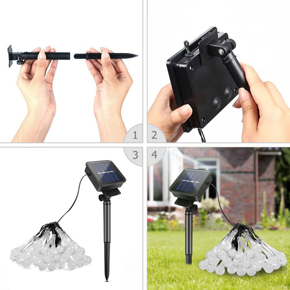 Op zonne-energie oplaadbare led-tuinverlichting, lichtsnoer, feeënlicht, zonne-energie led-verlichting, buitenverlichting voor bruiloften, tuindecoratie, landschapslamp