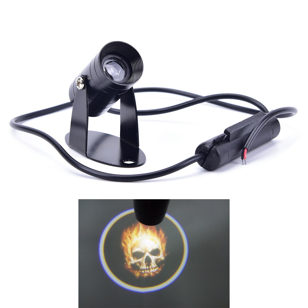 1PC 3D Ghost Rider Flaming Skull Badge Emblem Projection LED Light