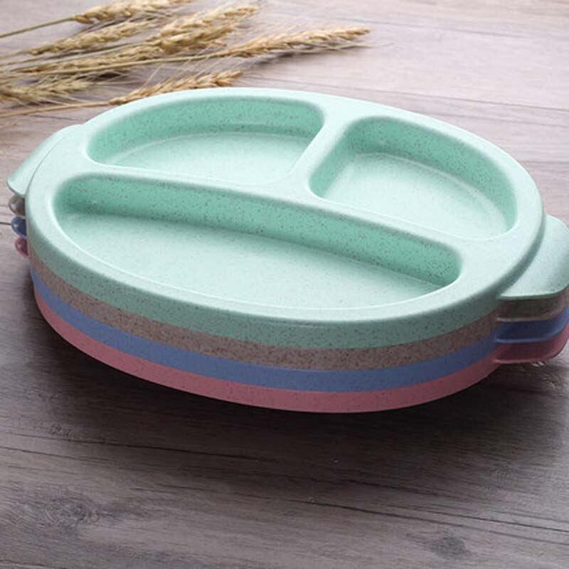 Cuencos de fibra de trigo Natural bonitos platos de bebé de dibujos animados vajilla de alimentación de bebé niños pequeños placa ambiental portátil