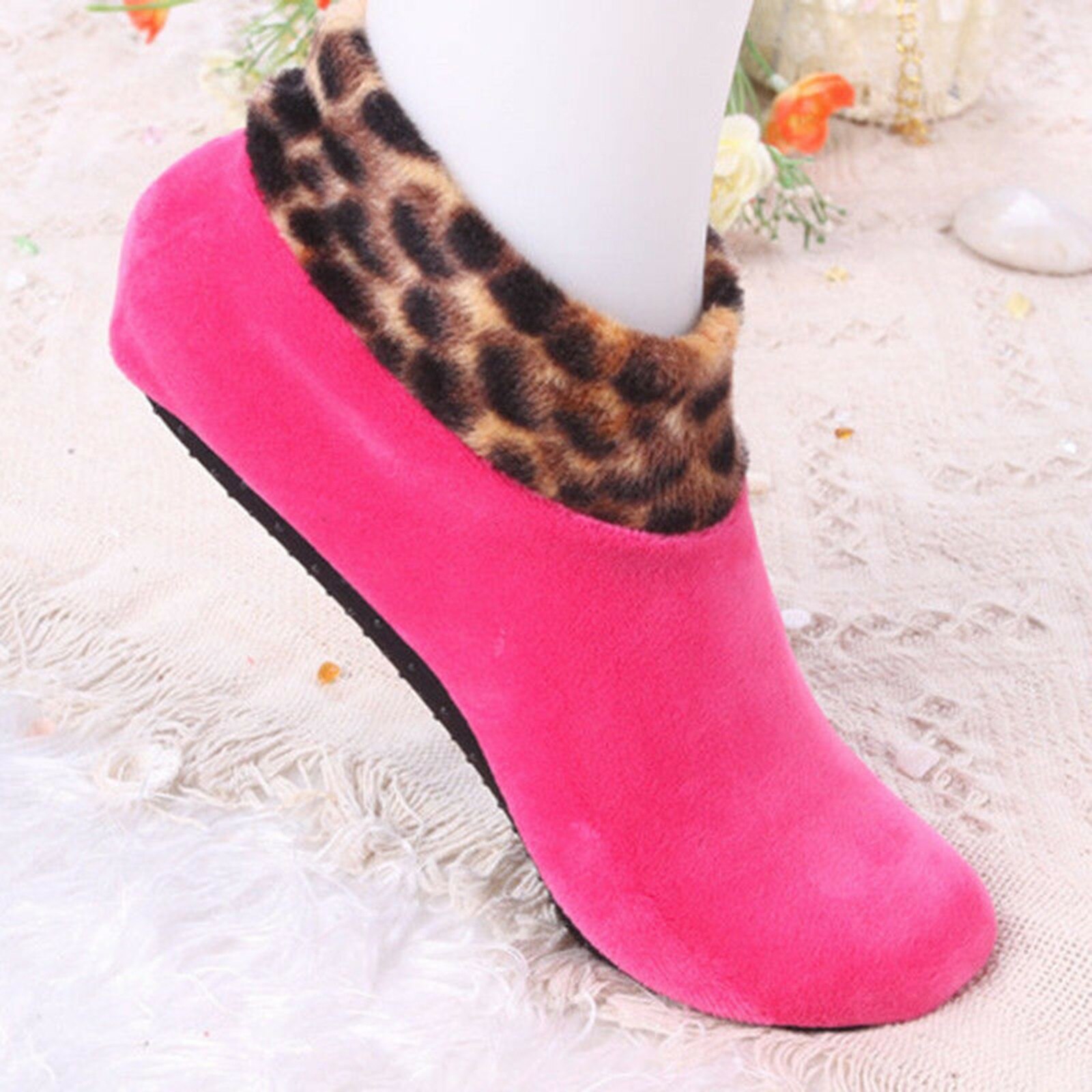 25 # calzini caldi da letto leopardati da donna calzini termici antiscivolo per interni da casa calzini da pavimento comodi invernali Женские Носки