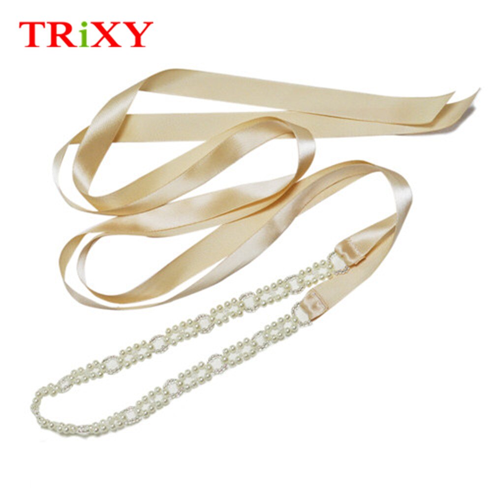TRXY S246 Wedding Belts Ivory Beading Bridal Belts Pearls Women Belts Fashioon Formal Belts for Girl Party Night Dress: champagne