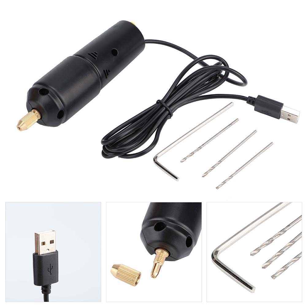 Portable Mini Small Electric Drills Handheld Micro USB Drill with 3pc Bits DC 5V