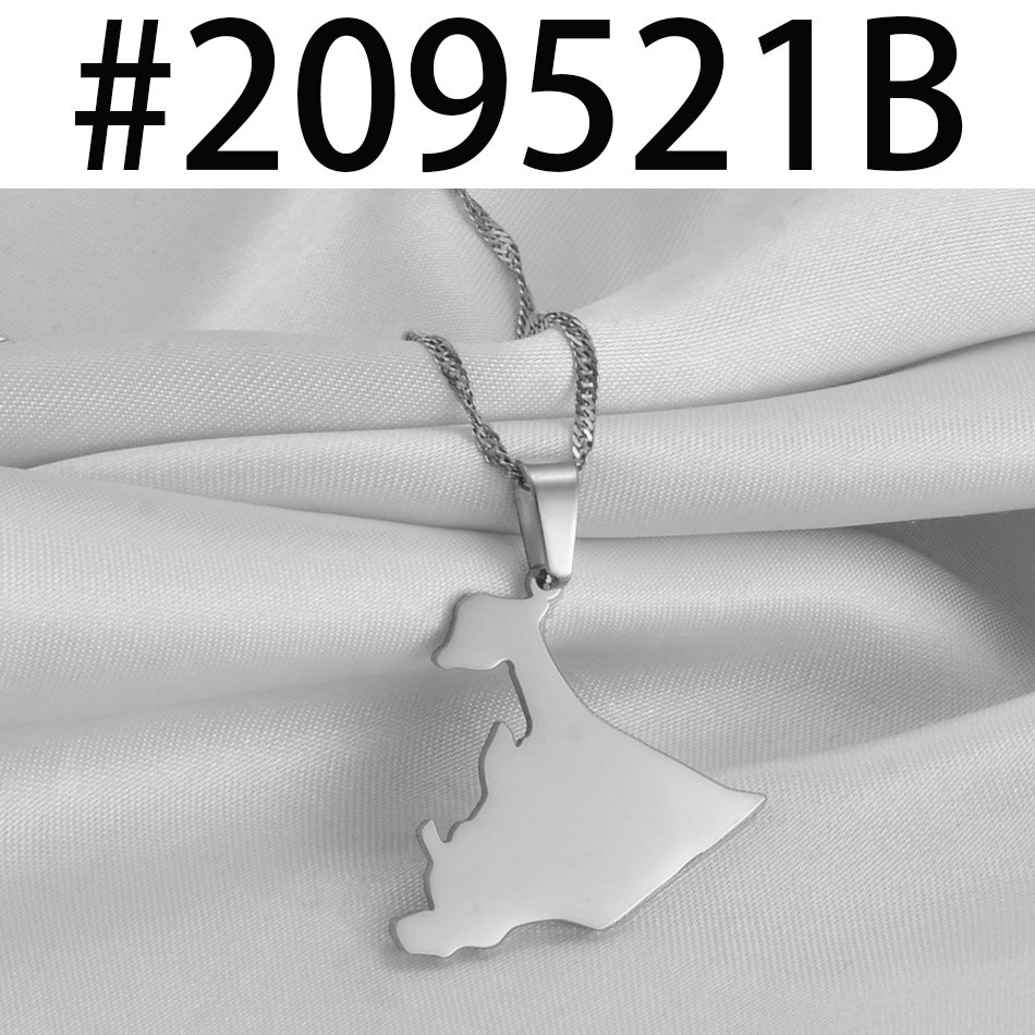 Anniyo Ethiopia Ogaden Region Pendant Neckalces for Women Men Jewelry #209521: Silver Color / 45cm or 17.7 inch