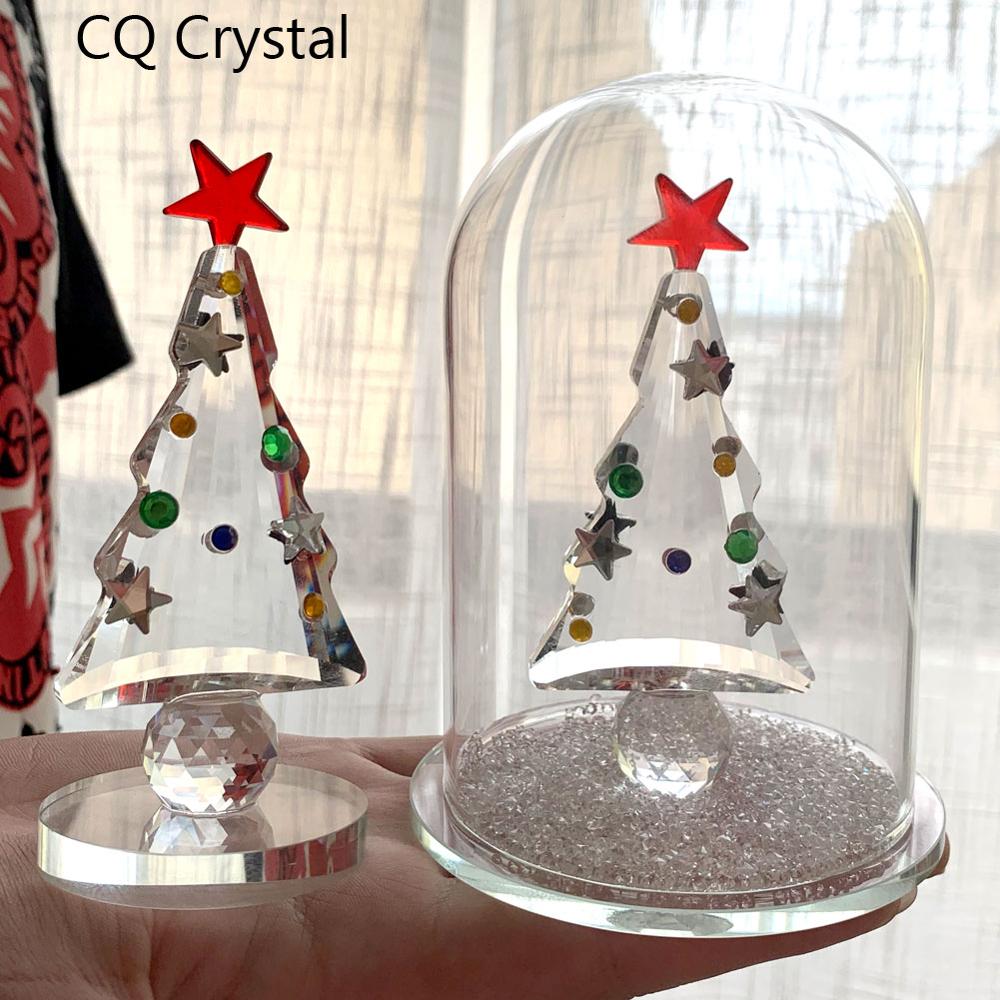 CRYSTAL CHRISTMAS TREE MINIATURE FIGURINES GLASS CHRISTMAS TREE ORNAMENTS CHRISTMAS CRYSTAL CRAFTS HOME DECORATION