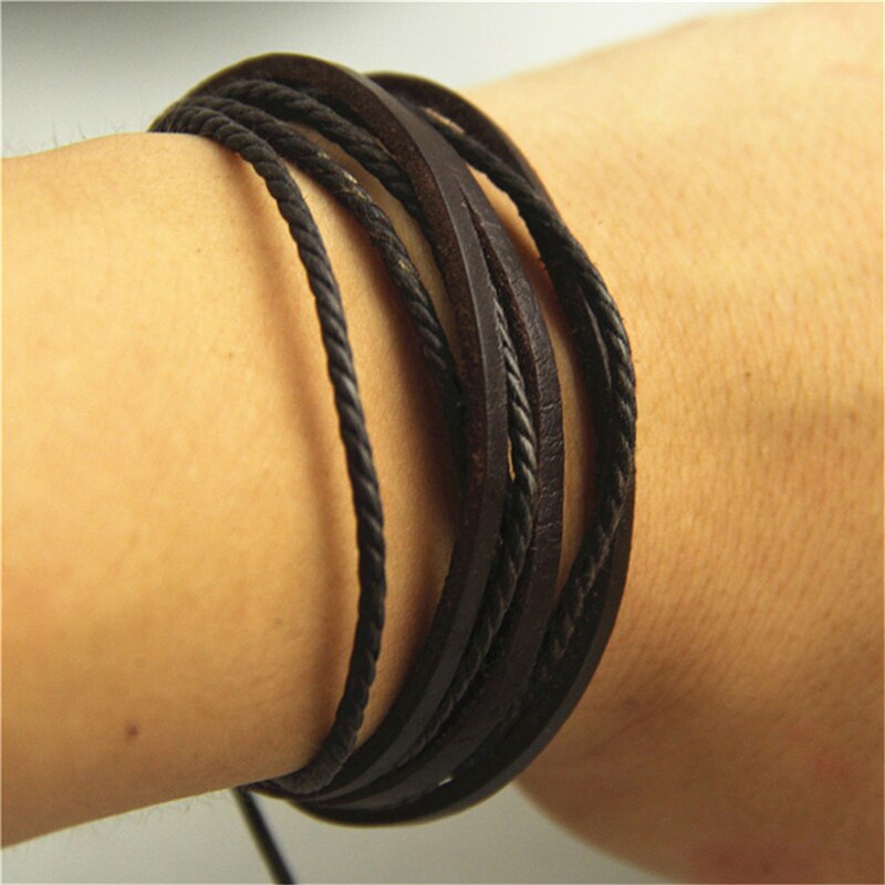 Leer Armbanden & Bangles Voor Mannen En Vrouwen Zwart En Bruin Gevlochten Touw Mode Man Sieraden