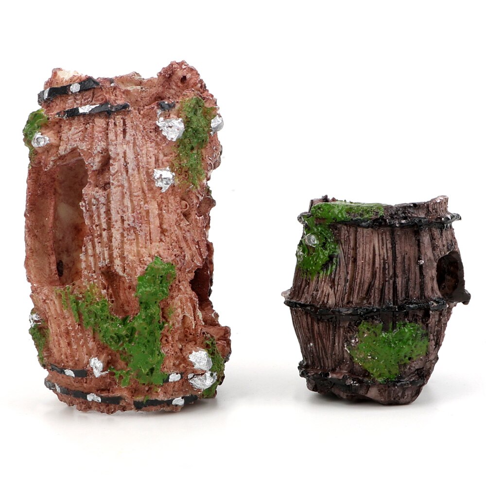 Aquarium Fish Tank Artificial Barrel Ornament Fish Tank Decoration 1pc Aquarium Decor Ornaments Resin